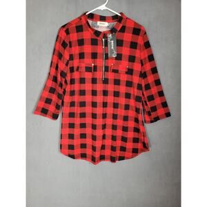 BEPEI Womens Floral 3/4 Sleeve Shirt Zip up V Neck Work Blouse Top XL